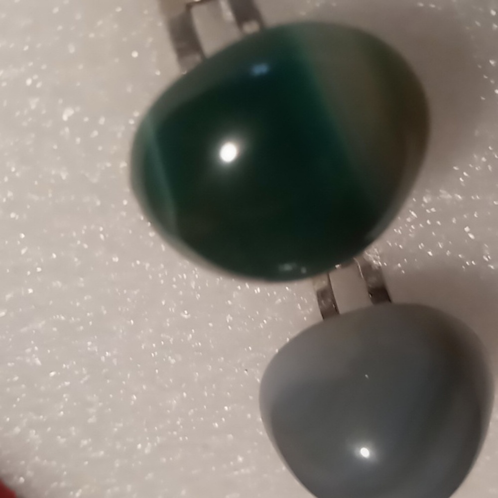Maurices 2 Cabochon stone rings adjustable statement rings. Blues gray greens